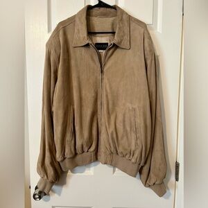 Golden Bear 100% Suede Leather Full Zip Bomber Jacket - size XL